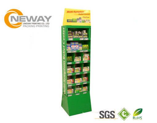 Folding Cardboard Floor Display Stands / Cosmetic Packaging Display stands