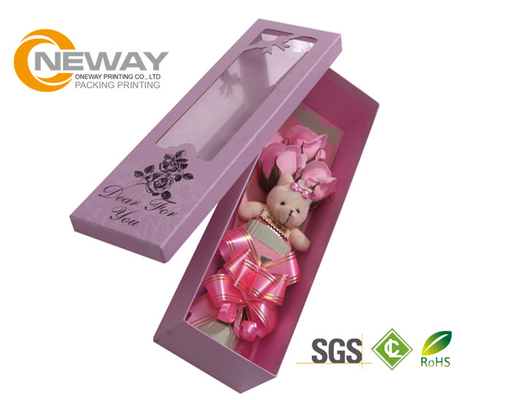 Off - White Splendid Retail Gift Flower Paper Box With Clear Window