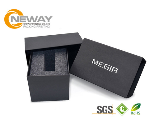 Custom Printed Electronics Packaging Boxes , Black Packaging Cardboard Boxes
