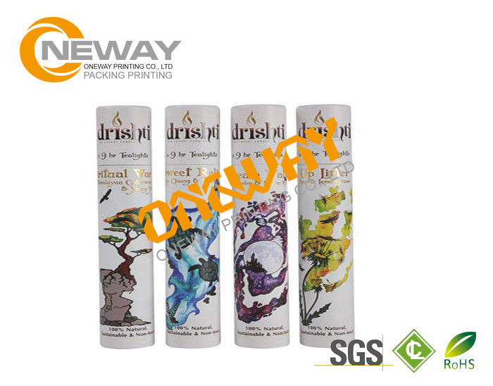 Exquisite Candle Paper Tube Custom Printed Gift Boxes Cylinder , Round