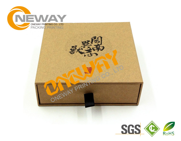 Matt Black Drawer Sliding Paper Box Packaging , Cardboard Drawer Storage Box