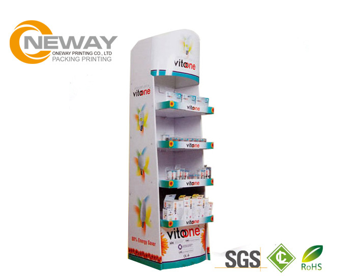 Folding Cardboard Floor Display Stands / Cosmetic Packaging Display stands