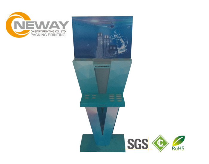 Folding Cardboard Pop Up Display Stands / Cosmetic Packaging Corrugated Floor Displays